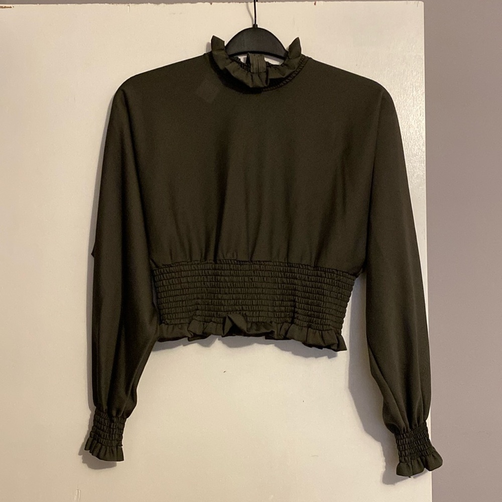 another i Women’s Smocked Neck/Waist/Sleeve Blouse